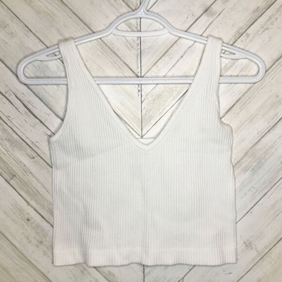 Aura white ribbed crop top - Picture 1 of 3